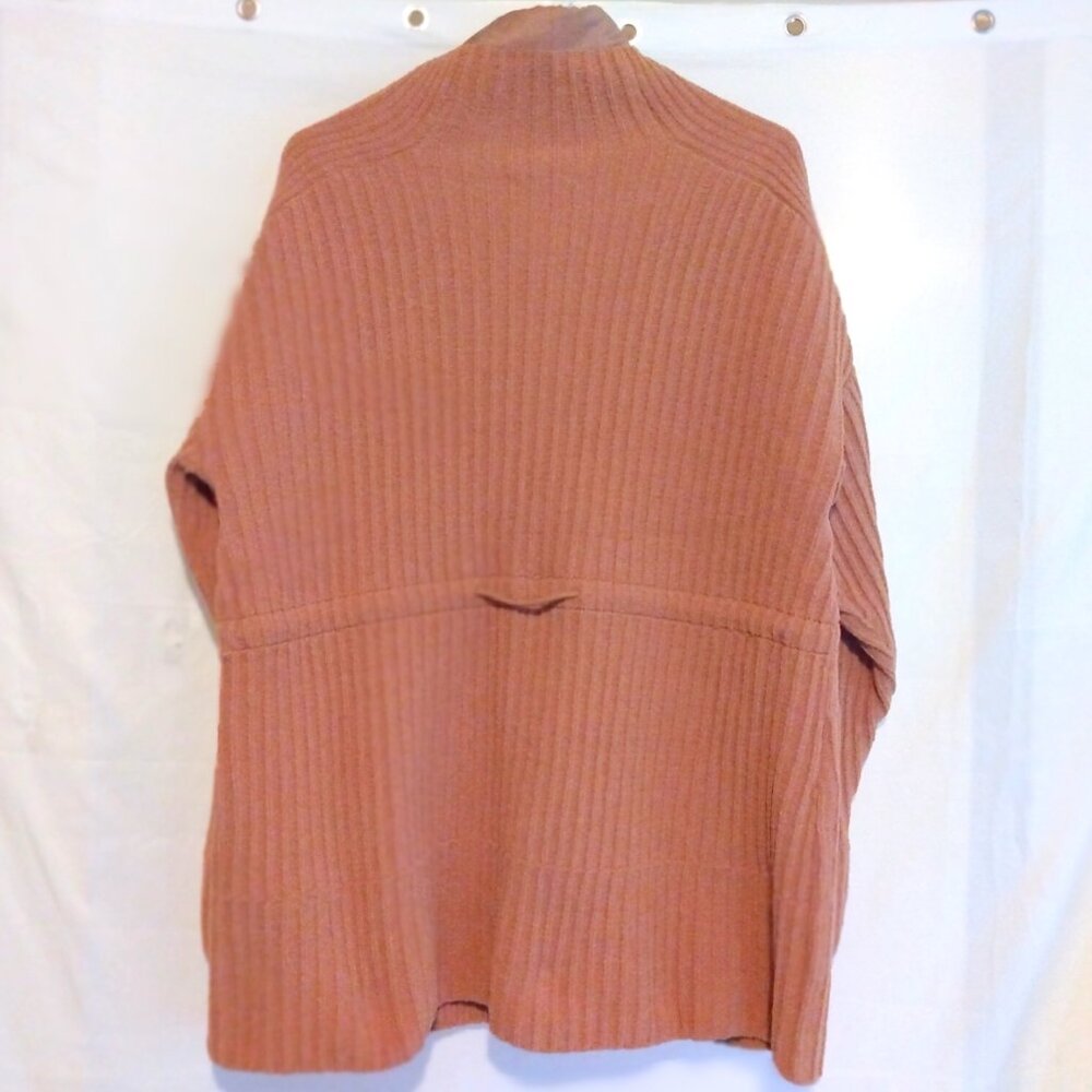 FLX Soft Ribbed Tan Full Zip Cardigan Sweater XL Minimalist Athleisure Neutral - Picture 5 of 6